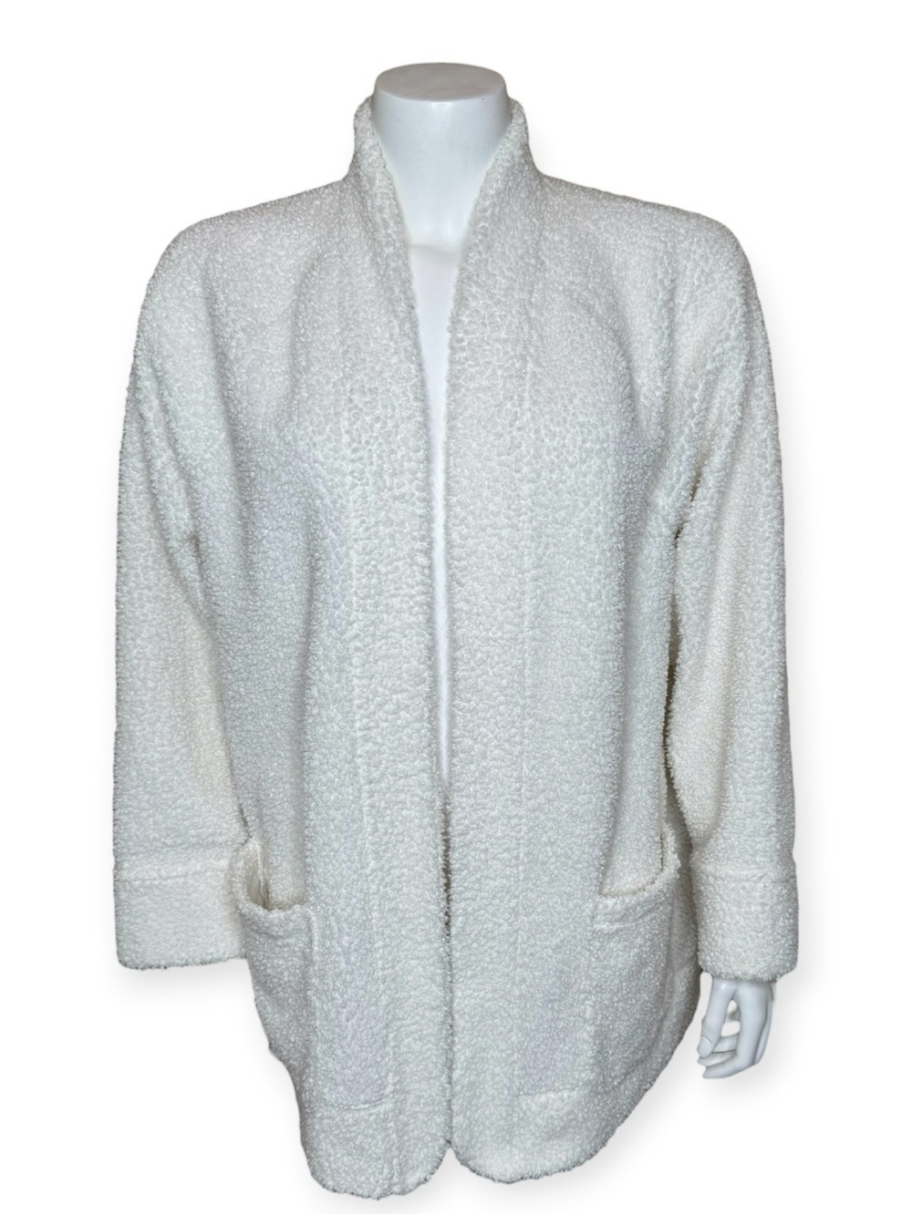 Haven Well Within Sherpa Cardigan Jacket L Open Pockets Fleece Cream
